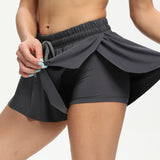 Women's High Waist Stretch Athletic Workout  Active Fitness Volleyball Shorts 2 in 1 Running Double Layer Sports Shorts