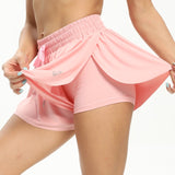 Women's High Waist Stretch Athletic Workout  Active Fitness Volleyball Shorts 2 in 1 Running Double Layer Sports Shorts