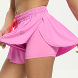 Women's High Waist Stretch Athletic Workout  Active Fitness Volleyball Shorts 2 in 1 Running Double Layer Sports Shorts