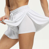 Women's High Waist Stretch Athletic Workout  Active Fitness Volleyball Shorts 2 in 1 Running Double Layer Sports Shorts